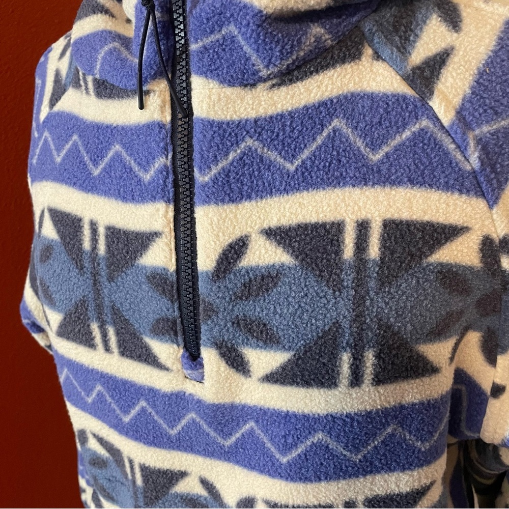 Outdoor Voices Women’s Primo Fleece 1/4 Zip Pullover Blue Southwestern Sweater - Picture 3 of 5